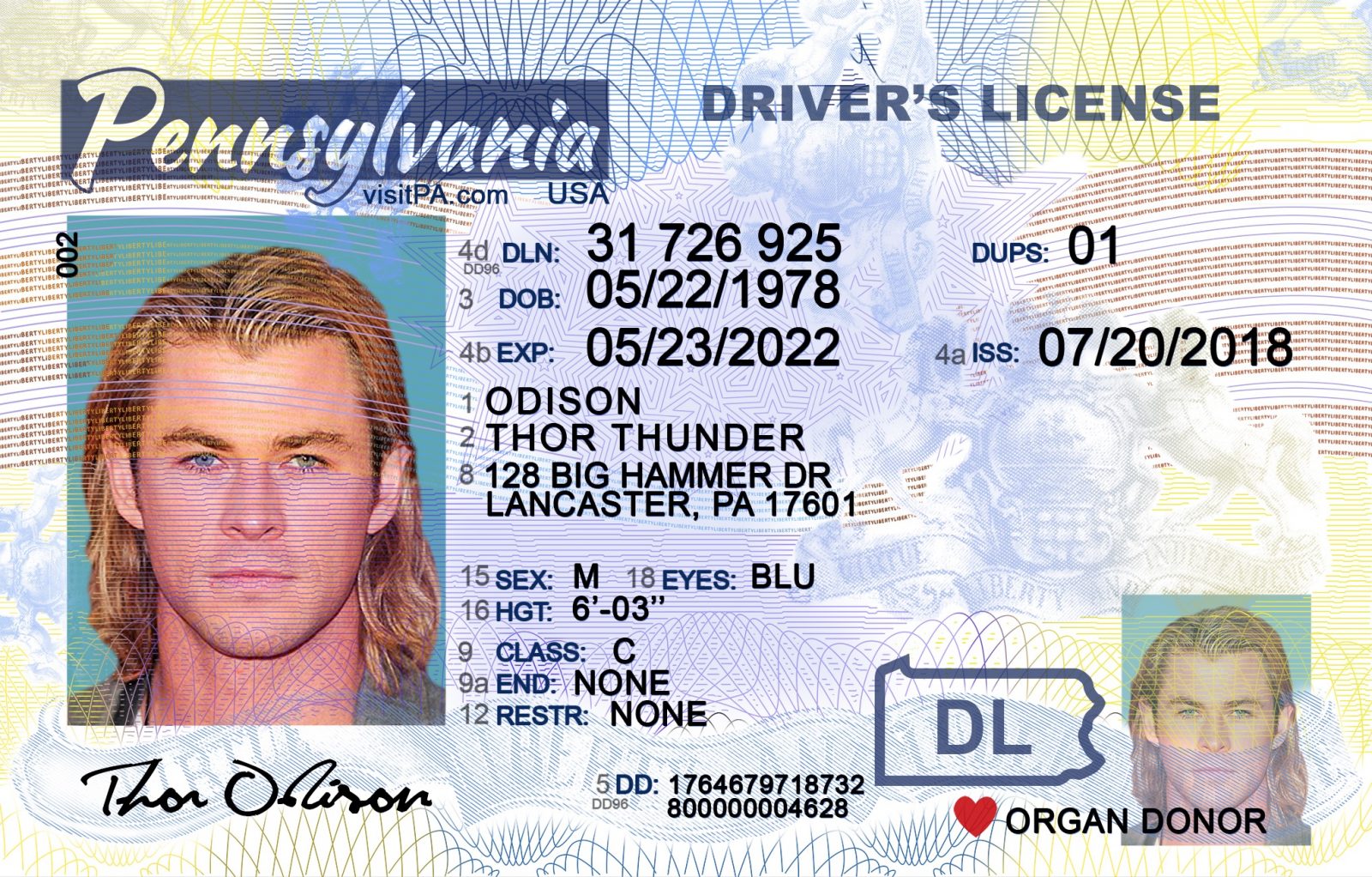 Font Used On Pennsylvania Drivers License